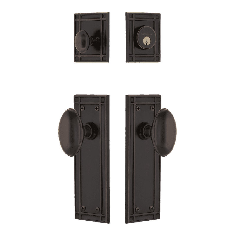 Ensemble d'entrée de mission Nostalgic Warehouse avec bouton Homestead, Bronze intemporel, 2 3/8"