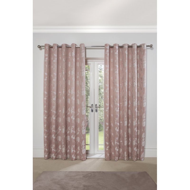 Leah Room Darkening Sliding Panel Pair, Pink, Width 168 x Drop 183cm