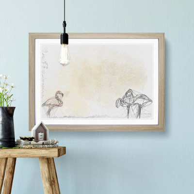 Three Flamingo Birds in Abstract - Picture Frame Graphic Art Print