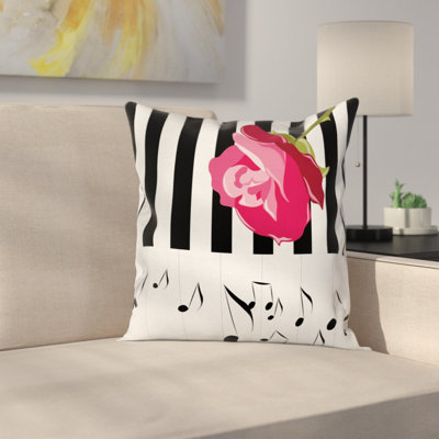 Modern Piano Rose Pillow Cover