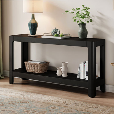 Modern Farmhouse Console Table,Elegant Minimalist Design with Premium Wood Veneer and Rounded Corners