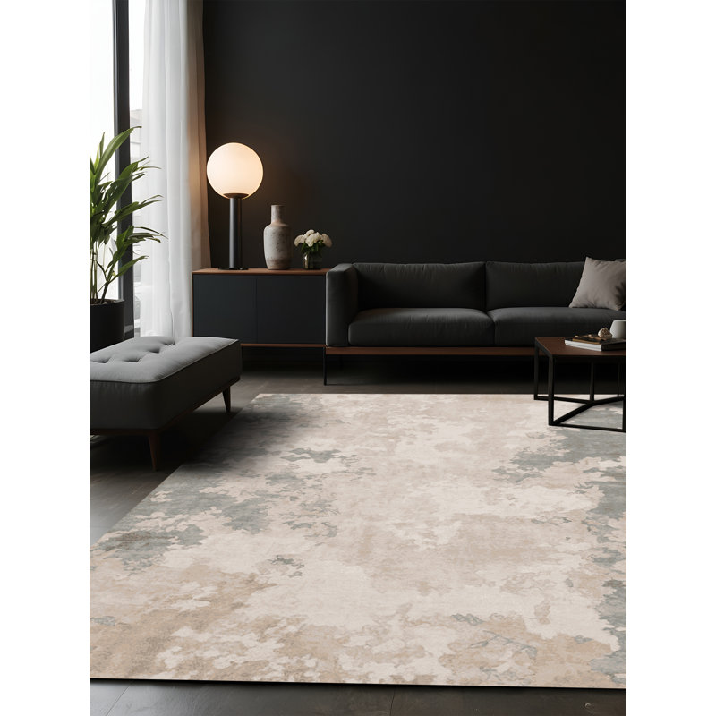 Tapis beige soyeux et moelleux, Tapis de couloir 2 pi x 5 pi