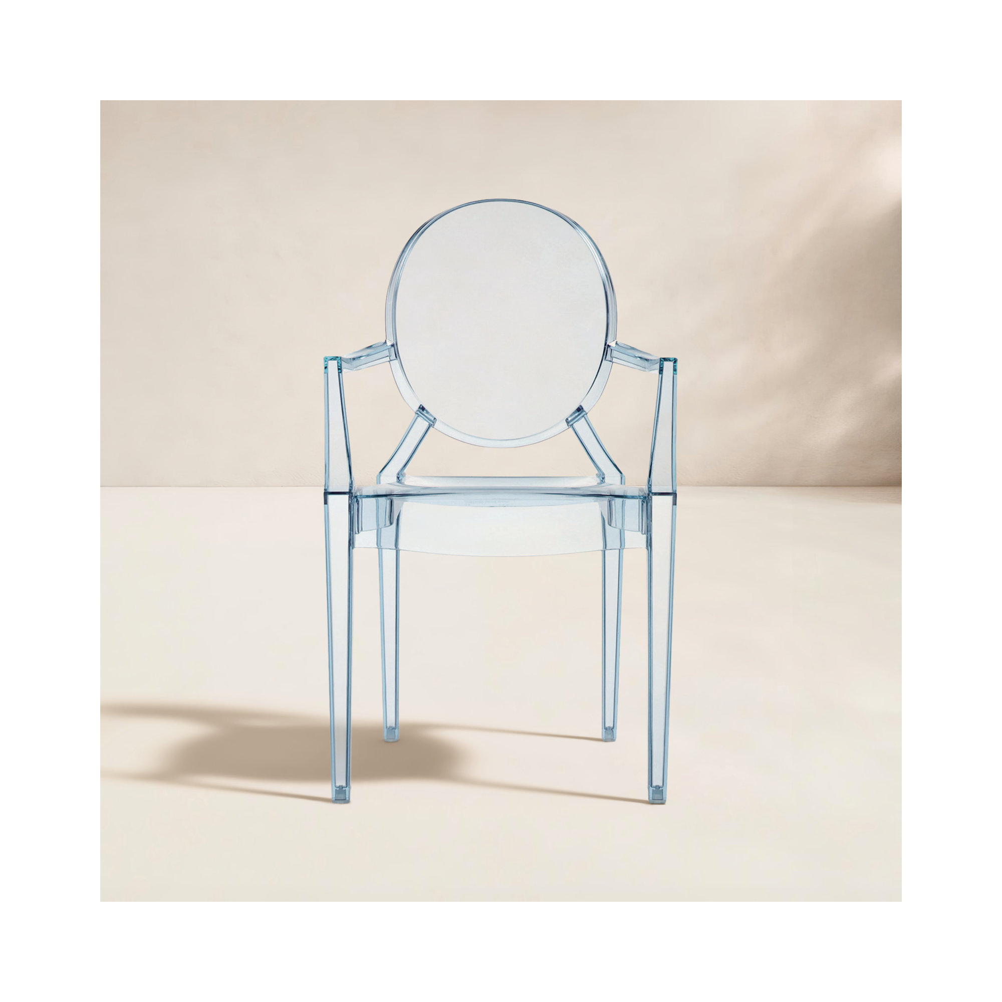 Ghost Premium All-Weather Wicker Outdoor Stacking Dining Armchair, Sky Blue