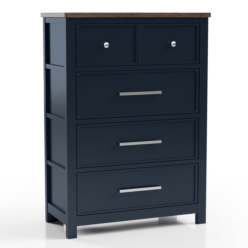 Commode 4 tiroirs Lonegan, Bleu; brun