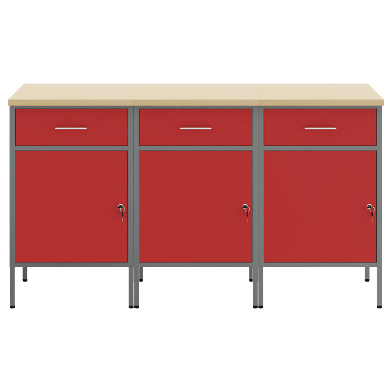 Work Cabinet with Drawer, Red
