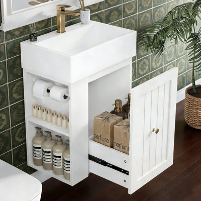 Meuble-lavabo mural avec lavabo et tablette latérale