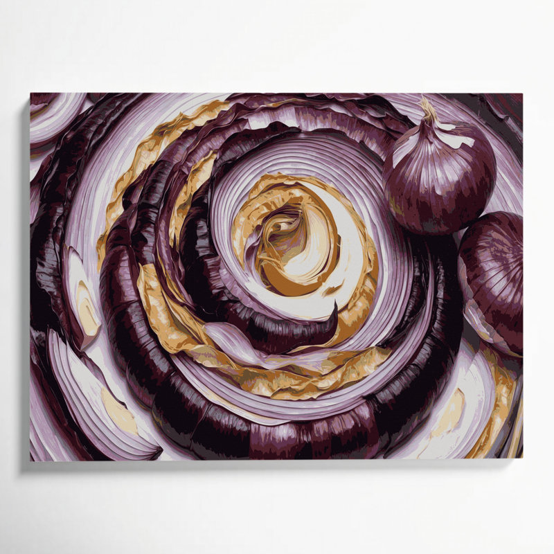 Légume, oignon, toile brune sur toile, H 11 po x l 14 po