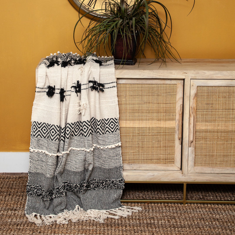Parkland Collection Palak Eclectic Beige 52" x 67" Woven Handloom Throw