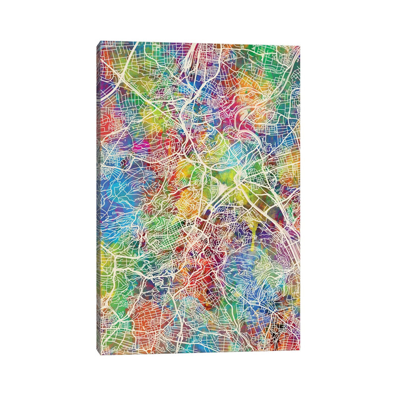 Stuttgart Germany City Map I by Michael Tompsett - Wrapped Canvas Gallery-Wrapped Canvas Giclée, 20.32 cm H x 30.48 cm W