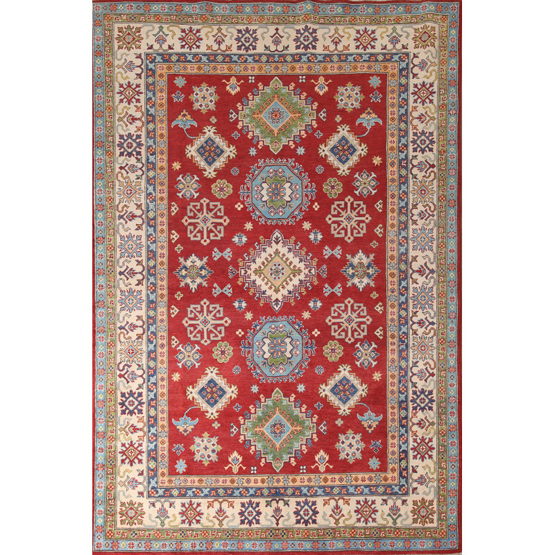 Handmade Red Kazak Oriental Area Rug
