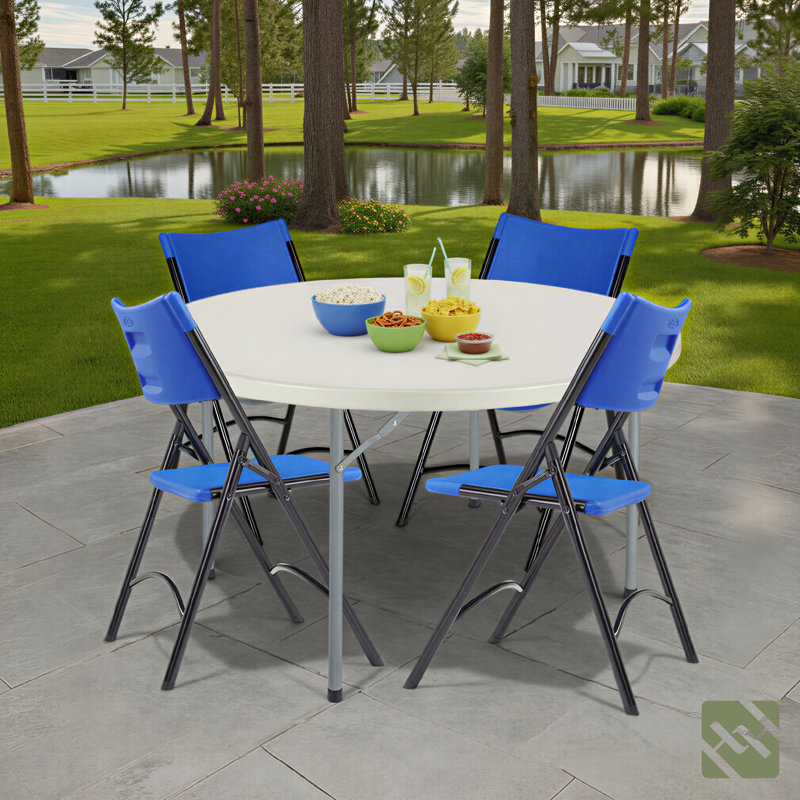 Hampden Furnishings Gwyneth Plastic Stackable Folding Chair , Bleu