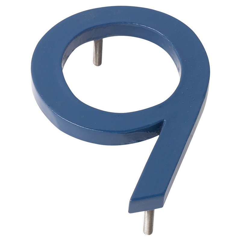 Numéro de maison à fixation flottante 6 po, 9, Bleu mer