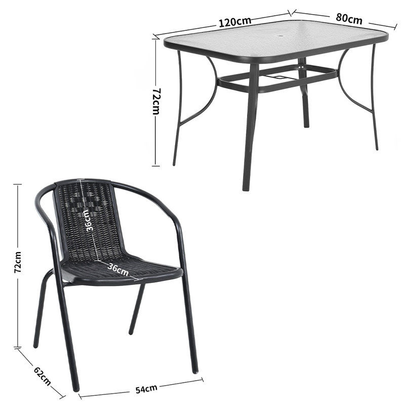 Dolson 4 - Person Patio Dining Set with, Black