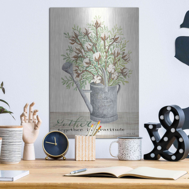 «Gather Together Cotton Bouquet» par Cindy Jacobs, art mural en métal, H 16 po x l 12 po