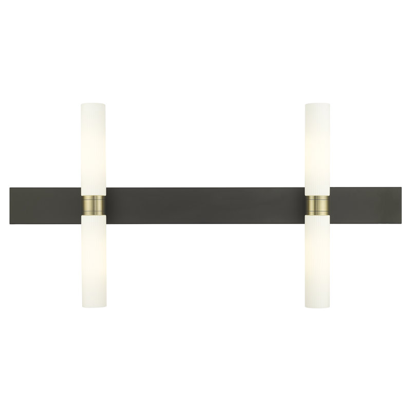Ballston - Maliyah - 4 Light 51" Bath Vanity Light, Black Antique Brass, Striped White
