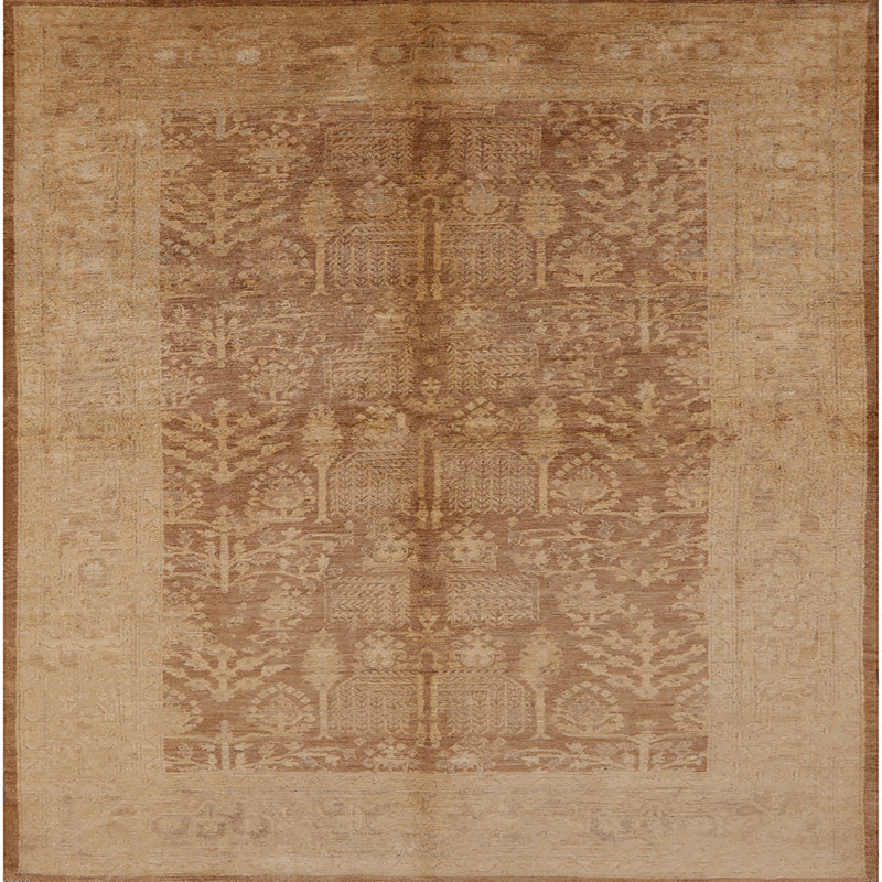 Tapis brun à motif oriental, Carré 8 pi