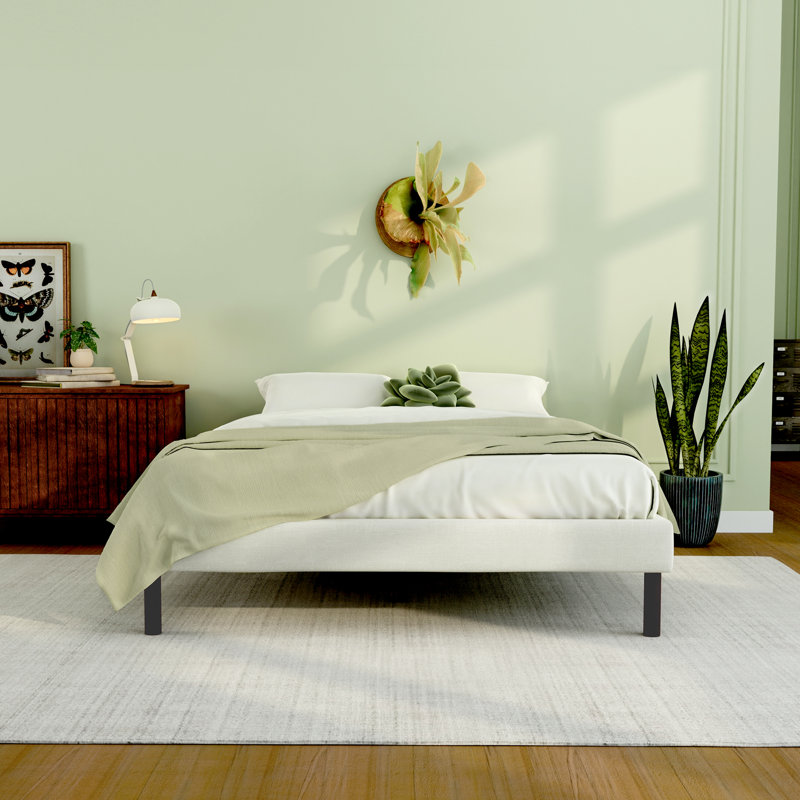 Calvero Upholstered Standard Platform Bed Frame, Full/Double, Ivory