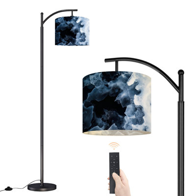 Arc Floor Lamp Abstract Ice Crystals Dark Water Floor Lamps with Remote LED Lights Adjustable Lamp Shades Tall Standing Lamps for Reading Office Living Room