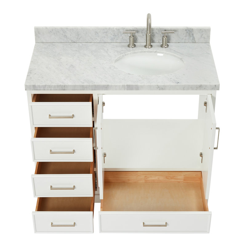 Ensemble de meuble-lavabo simple 43 po Abshire, Nickel brossé, Blanc