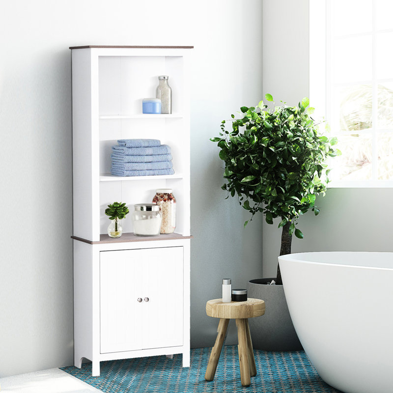 Armoire de rangement autoportante pour la maison - 69 po blanche avec double porte et 3 tablettes pour salle de bain