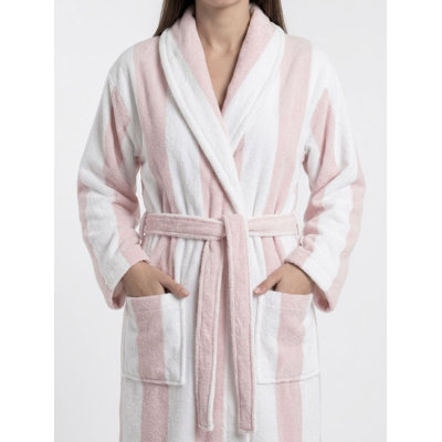 ROBE DE BAIN RICHE EN COTON PELUCHE BLANC ET ROSE - 360 GSM