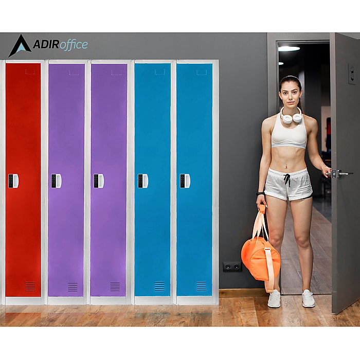 AdirOffice 72" Purple Steel Storage Locker with Adjustable Shelving
