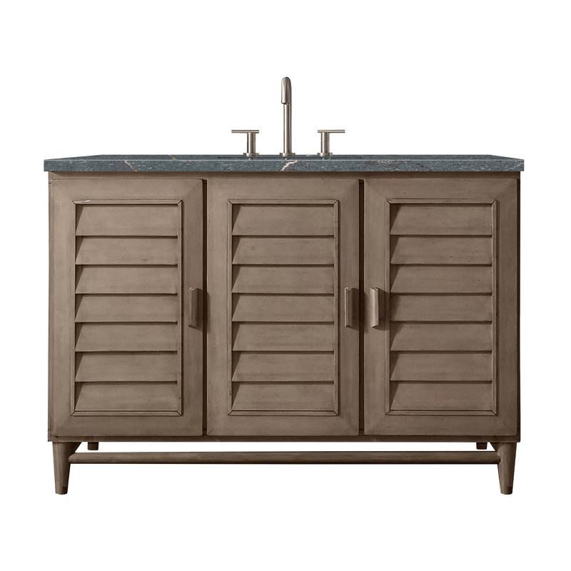 Portland 48'' W Single Vanity, Whitewashed Walnut, Parisien Bleu, Widespread