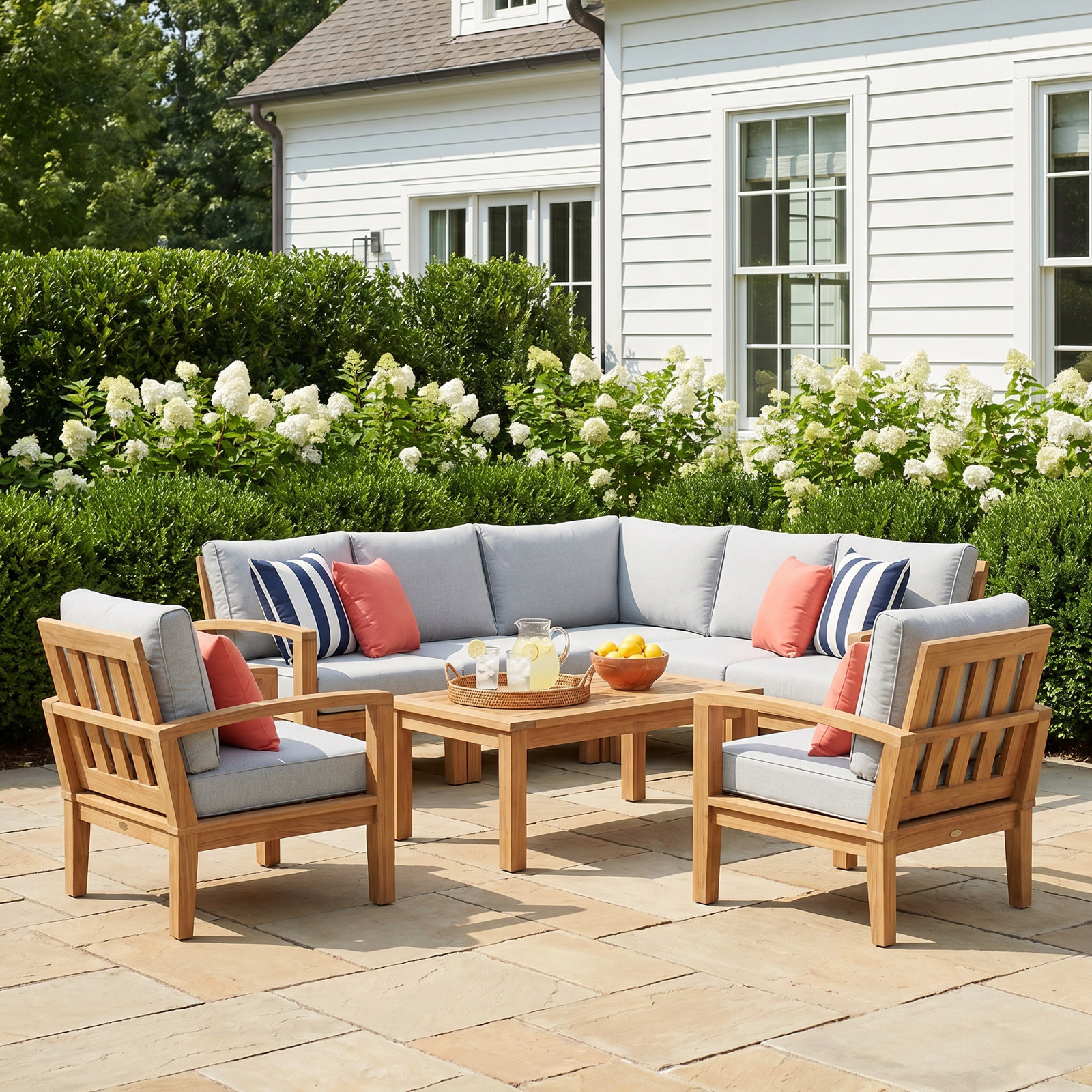 Modway Marina 7-Person Teak Patio Seating Group, Gray