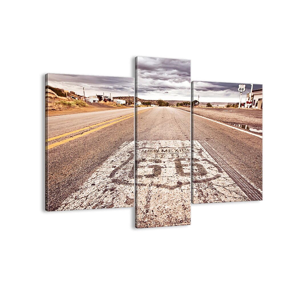 3-tlg. Leinwandbilder-Set - Fotografie „Mother Road - American Legend”