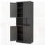 Armoire de rangement en acier noir avec grand comptoir, tablettes réglables et crochets