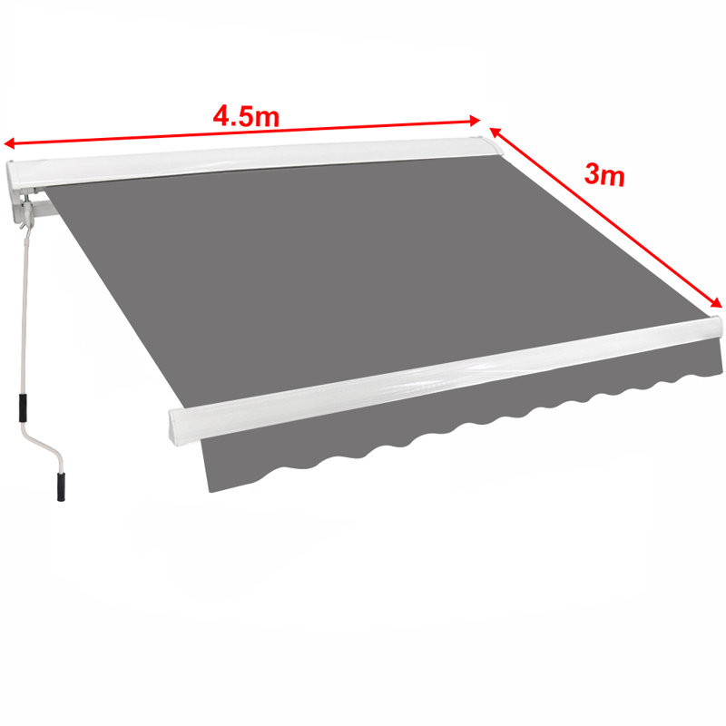 Dakota Fields 450cm W x 300cm D Fabric Gray Cover Retractable Patio Awning