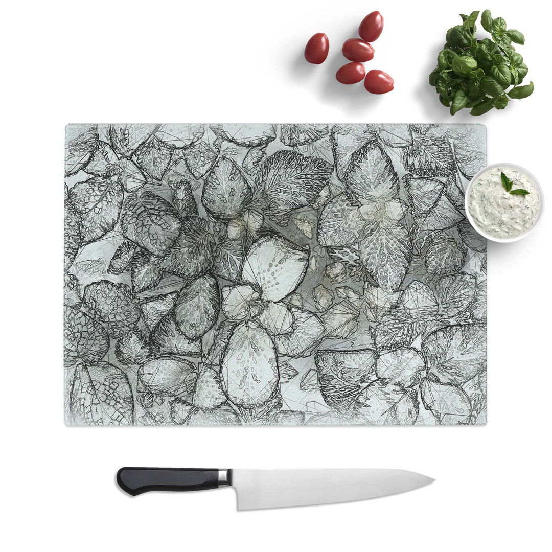 Tempered Glass Plant Leaves Chopping Board