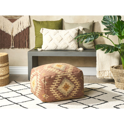 Eutropios 51cm Wide Square Geometric Pouffe Ottoman