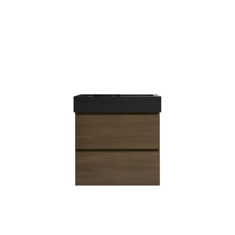 24'' Single Bathroom Vanity with Ceramic Top, Dark Oak/Black