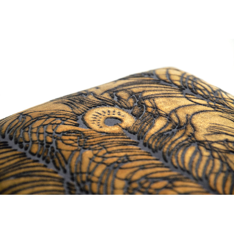 Peacock Feather Square Velvet Pillow Cover & Insert, Square 18", Copper Ivy