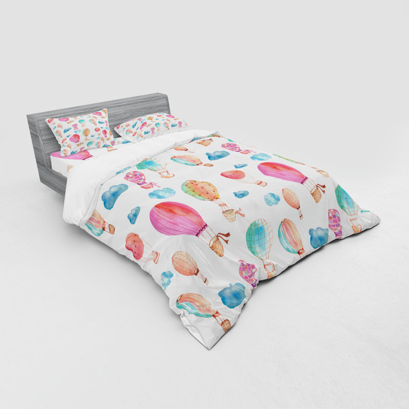 Ensemble de housse de couette moderne en microfibre rose / bleu / rouge, Housse de couette grand + 3 pièces supplémentair