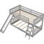 Lit superposé simple gris avec glissière convertible et solution peu encombrante, structure en bois de pin, assemblage facile, garde-corps pleine longueur pour lit simple / simple, petits espaces simples et bas, famille sécuritaire