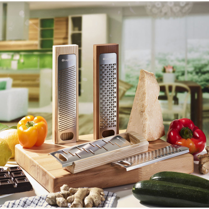 Gratta Genuine Wood Multi-function Stainless Steel Grater, Brown