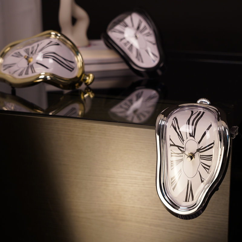 Roman Numeral Mechanical Tabletop Clock, Silver