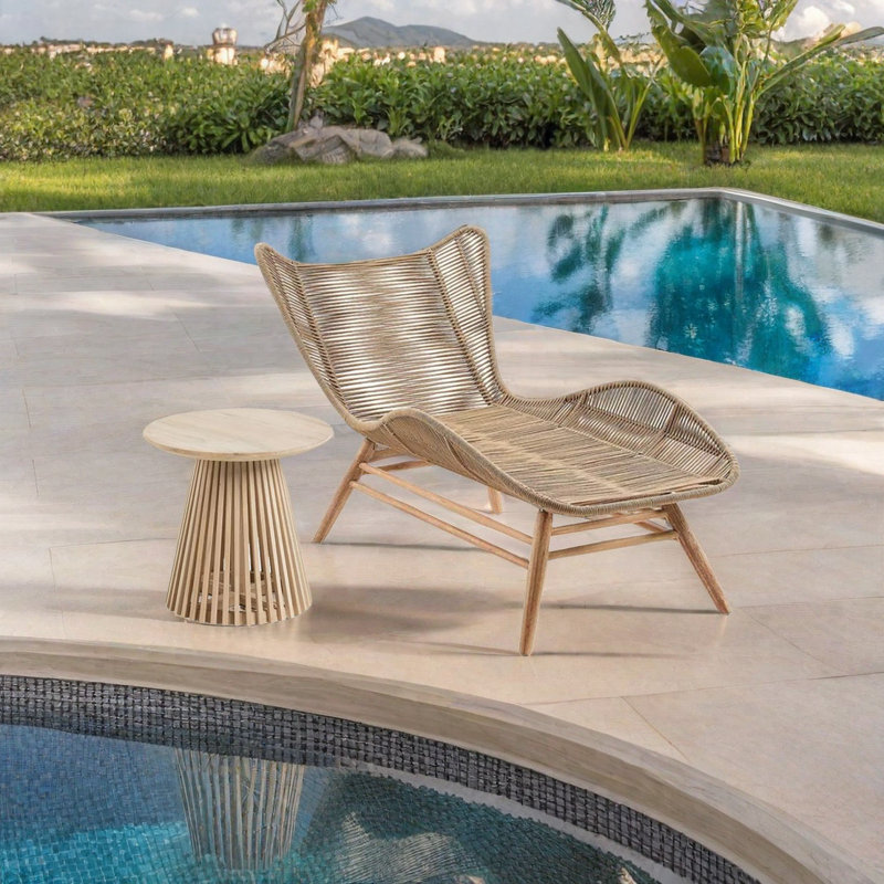 Outdoor Lounge Chair Outdoor Wicker Chaise Lounge Set with Table