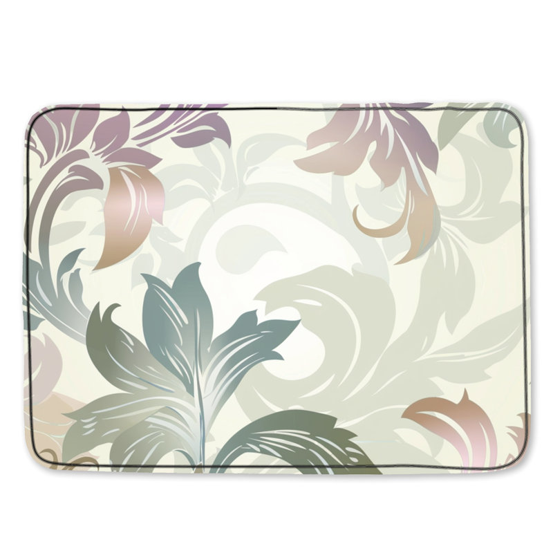 Motif floral de tapis de bain décor de salle de bain Art Déco, Simple - L 21 po x l 34 po, Motif floral damassé mauve