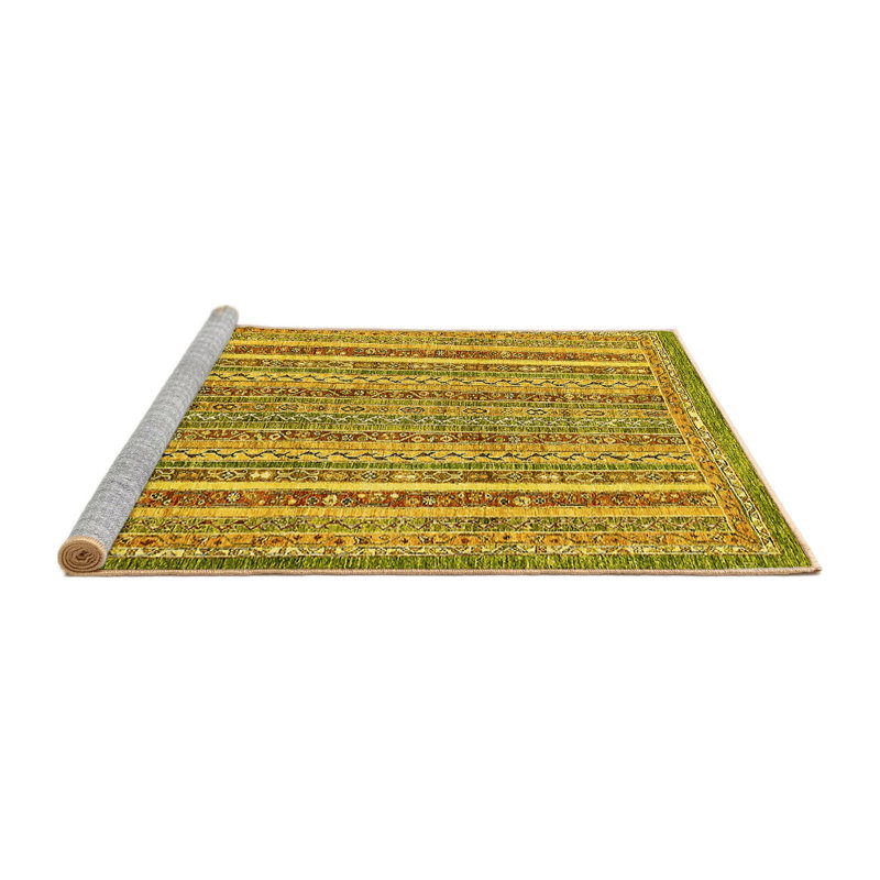 Tapis abstraits jaunes lavables à la machine 539, Rond 8 pi