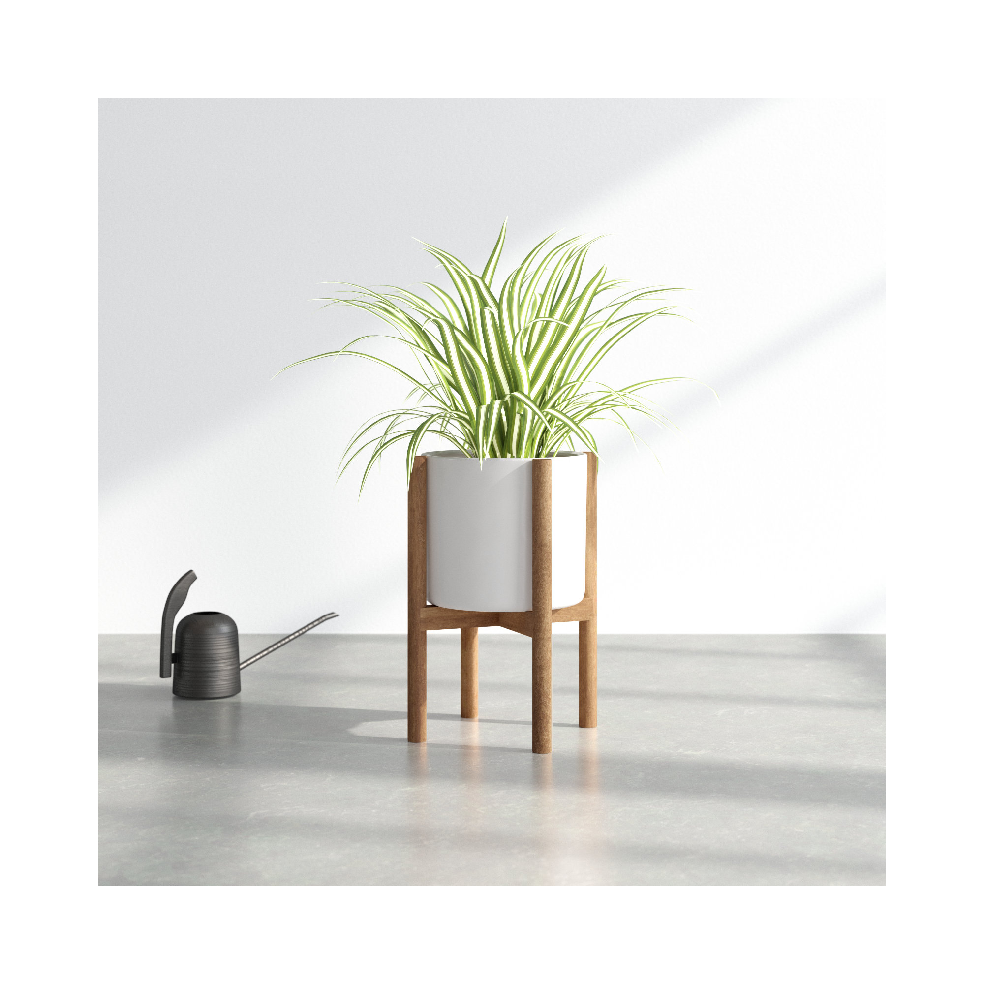 Dominic Pot Planter, White/Special Walnut