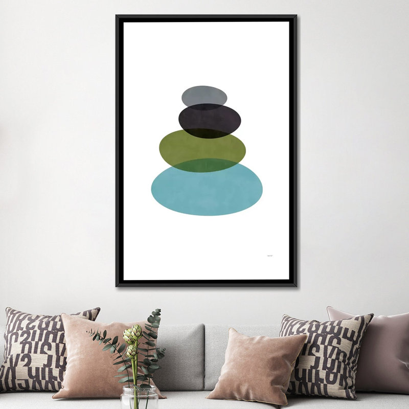 « modern pierres », impression sur toile, H 26 po x l 18 po x P 1,5 po, Toile avec cadre noir, Pas de tapis