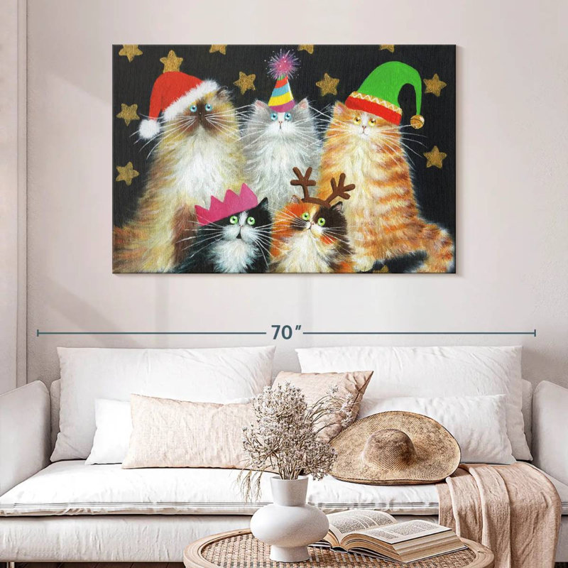 Chats de Noël, H 32 po x l 48 po