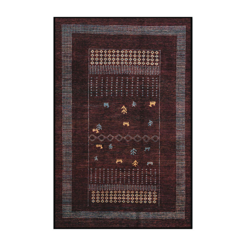 Tapis abstrait marron / jaune, Rectangle 2 pi x 3 pi