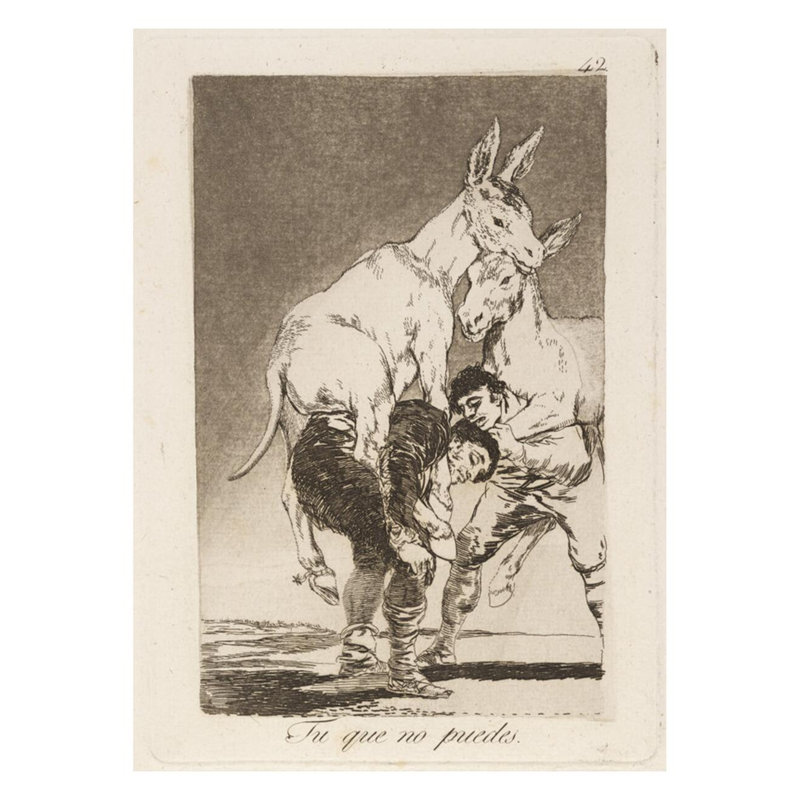 Tu que no puedes. (Thou qui ne peut pas.) Par Francisco de Goya - Estampe numérique, H 28 po x l 22 po