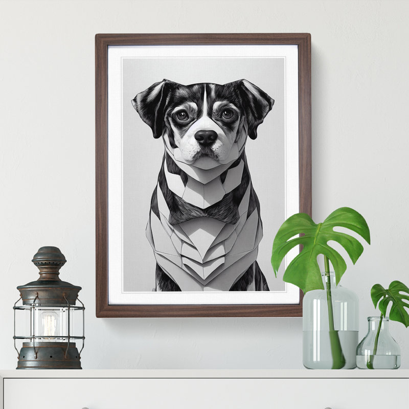 Charming Dog - Single Picture Frame Print, 64cm H x 46cm W x 2cm D, Walnut
