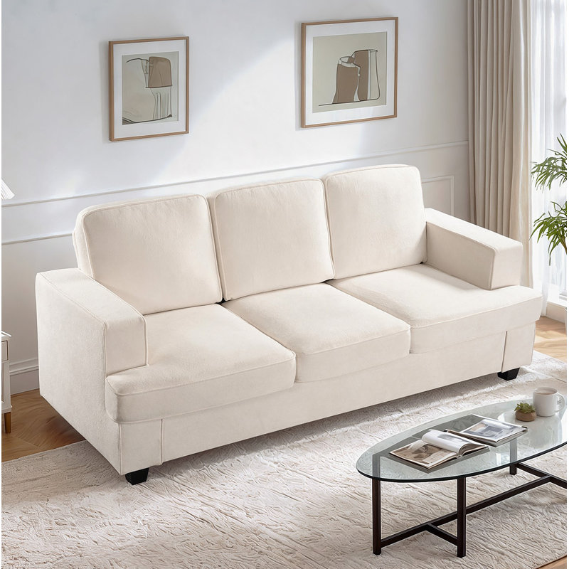 Luxurious Velvet Sofa For Relaxation And Stylish Living, Ivory