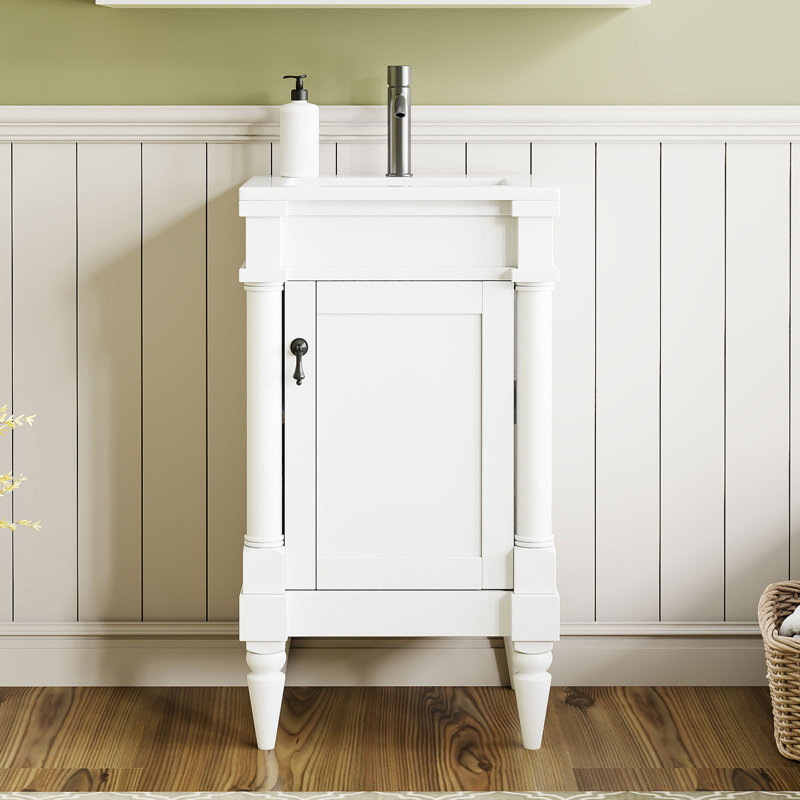 18-Inch Modern Bathroom Vanity with Sink, White